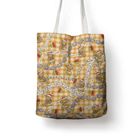 Gold Palaka Hawaii Mele Kalikimaka Tote Bag Ohia Lehua Shell Leis Funny Gingerbread Santa LT14 - Polynesian Pride