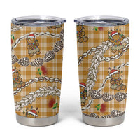 Gold Palaka Hawaii Mele Kalikimaka Tumbler Cup Ohia Lehua Shell Leis Funny Gingerbread Santa LT14 Gold - Polynesian Pride