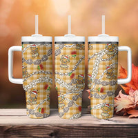 Gold Palaka Hawaii Mele Kalikimaka Tumbler With Handle Ohia Lehua Shell Leis Funny Gingerbread Santa LT14 - Polynesian Pride
