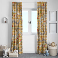 Gold Palaka Hawaii Mele Kalikimaka Window Curtain Ohia Lehua Shell Leis Funny Gingerbread Santa - Polynesian Pride