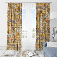 Gold Palaka Hawaii Mele Kalikimaka Window Curtain Ohia Lehua Shell Leis Funny Gingerbread Santa - Polynesian Pride