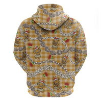 Gold Palaka Hawaii Mele Kalikimaka Zip Hoodie Ohia Lehua Shell Leis Funny Gingerbread Santa LT14 - Polynesian Pride