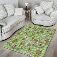 Green Palaka Hawaii Mele Kalikimaka Area Rug Ohia Lehua Shell Leis Funny Gingerbread Santa - Polynesian Pride