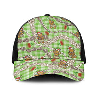 Green Palaka Hawaii Mele Kalikimaka Baseball Net Cap Ohia Lehua Shell Leis Funny Gingerbread Santa LT14 One Size Black Green - Polynesian Pride