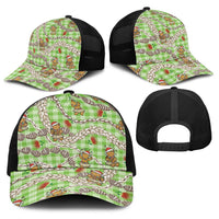 Green Palaka Hawaii Mele Kalikimaka Baseball Net Cap Ohia Lehua Shell Leis Funny Gingerbread Santa LT14 - Polynesian Pride