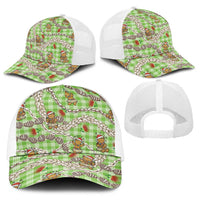 Green Palaka Hawaii Mele Kalikimaka Baseball Net Cap Ohia Lehua Shell Leis Funny Gingerbread Santa LT14 - Polynesian Pride
