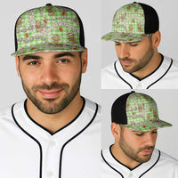 Green Palaka Hawaii Mele Kalikimaka Baseball Net Cap Ohia Lehua Shell Leis Funny Gingerbread Santa LT14 - Polynesian Pride