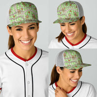 Green Palaka Hawaii Mele Kalikimaka Baseball Net Cap Ohia Lehua Shell Leis Funny Gingerbread Santa LT14 - Polynesian Pride