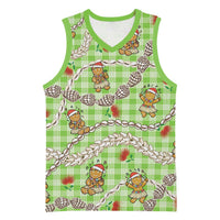 Green Palaka Hawaii Mele Kalikimaka Basketball Jersey Ohia Lehua Shell Leis Funny Gingerbread Santa LT14 Unisex Green - Polynesian Pride
