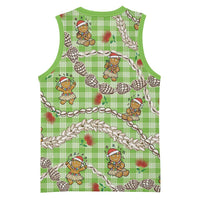 Green Palaka Hawaii Mele Kalikimaka Basketball Jersey Ohia Lehua Shell Leis Funny Gingerbread Santa LT14 - Polynesian Pride