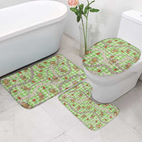 Green Palaka Hawaii Mele Kalikimaka Bathroom Set Ohia Lehua Shell Leis Funny Gingerbread Santa - Polynesian Pride