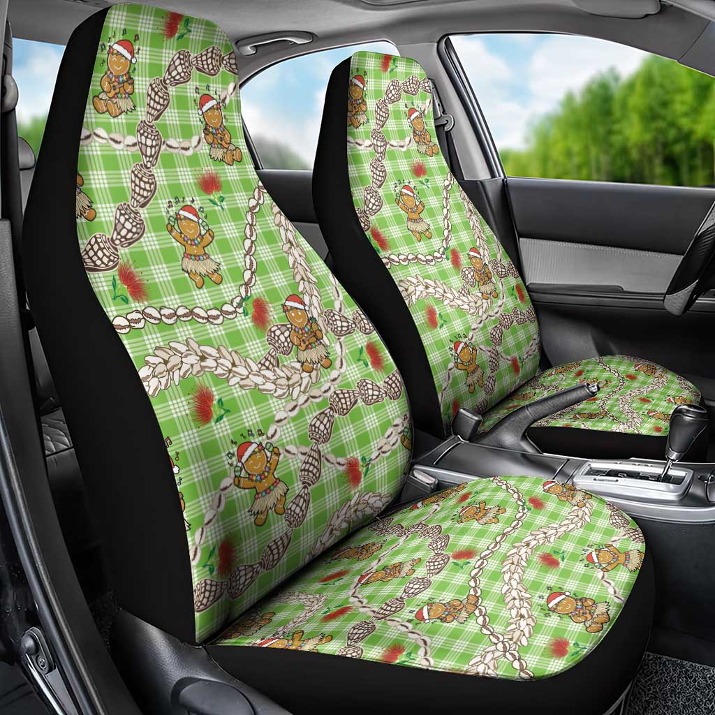 Green Palaka Hawaii Mele Kalikimaka Car Seat Cover Ohia Lehua Shell Leis Funny Gingerbread Santa LT14 - Polynesian Pride