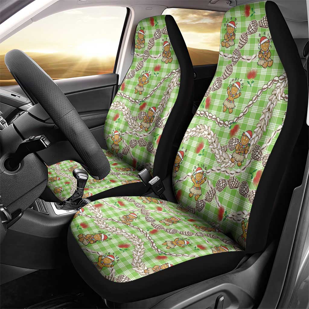 Green Palaka Hawaii Mele Kalikimaka Car Seat Cover Ohia Lehua Shell Leis Funny Gingerbread Santa LT14 - Polynesian Pride