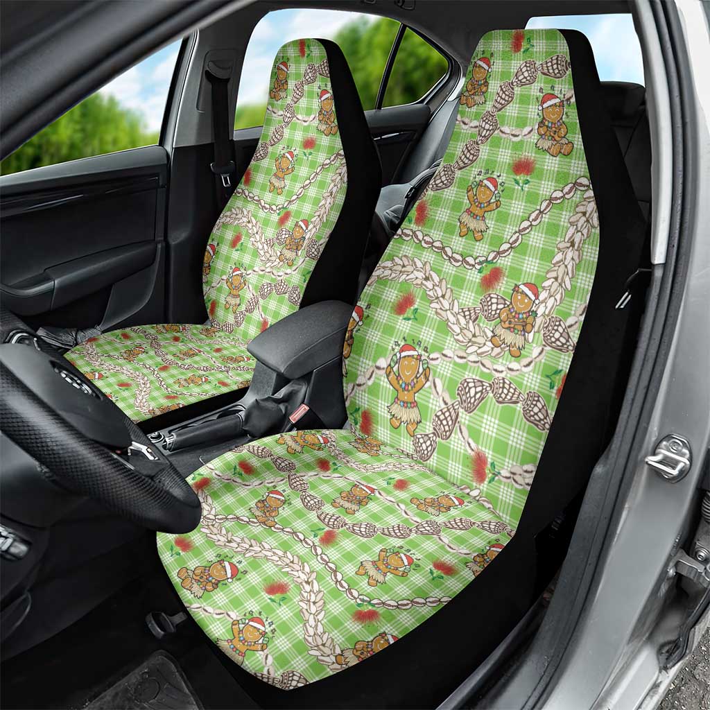 Green Palaka Hawaii Mele Kalikimaka Car Seat Cover Ohia Lehua Shell Leis Funny Gingerbread Santa LT14 - Polynesian Pride