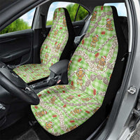 Green Palaka Hawaii Mele Kalikimaka Car Seat Cover Ohia Lehua Shell Leis Funny Gingerbread Santa LT14 - Polynesian Pride