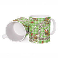 Green Palaka Hawaii Mele Kalikimaka Ceramic Mug Ohia Lehua Shell Leis Funny Gingerbread Santa LT14 - Polynesian Pride