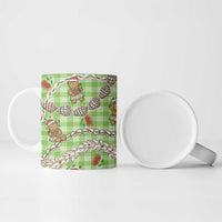 Green Palaka Hawaii Mele Kalikimaka Ceramic Mug Ohia Lehua Shell Leis Funny Gingerbread Santa LT14 - Polynesian Pride