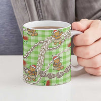 Green Palaka Hawaii Mele Kalikimaka Ceramic Mug Ohia Lehua Shell Leis Funny Gingerbread Santa LT14 - Polynesian Pride