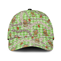 Green Palaka Hawaii Mele Kalikimaka Classic Cap Ohia Lehua Shell Leis Funny Gingerbread Santa LT14 Universal Fit Green - Polynesian Pride