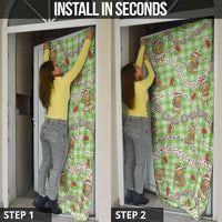 Green Palaka Hawaii Mele Kalikimaka Door Cover Ohia Lehua Shell Leis Funny Gingerbread Santa LT14 - Polynesian Pride
