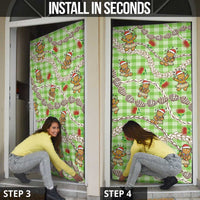 Green Palaka Hawaii Mele Kalikimaka Door Cover Ohia Lehua Shell Leis Funny Gingerbread Santa LT14 - Polynesian Pride