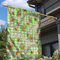 Green Palaka Hawaii Mele Kalikimaka Garden Flag Ohia Lehua Shell Leis Funny Gingerbread Santa LT14 - Polynesian Pride