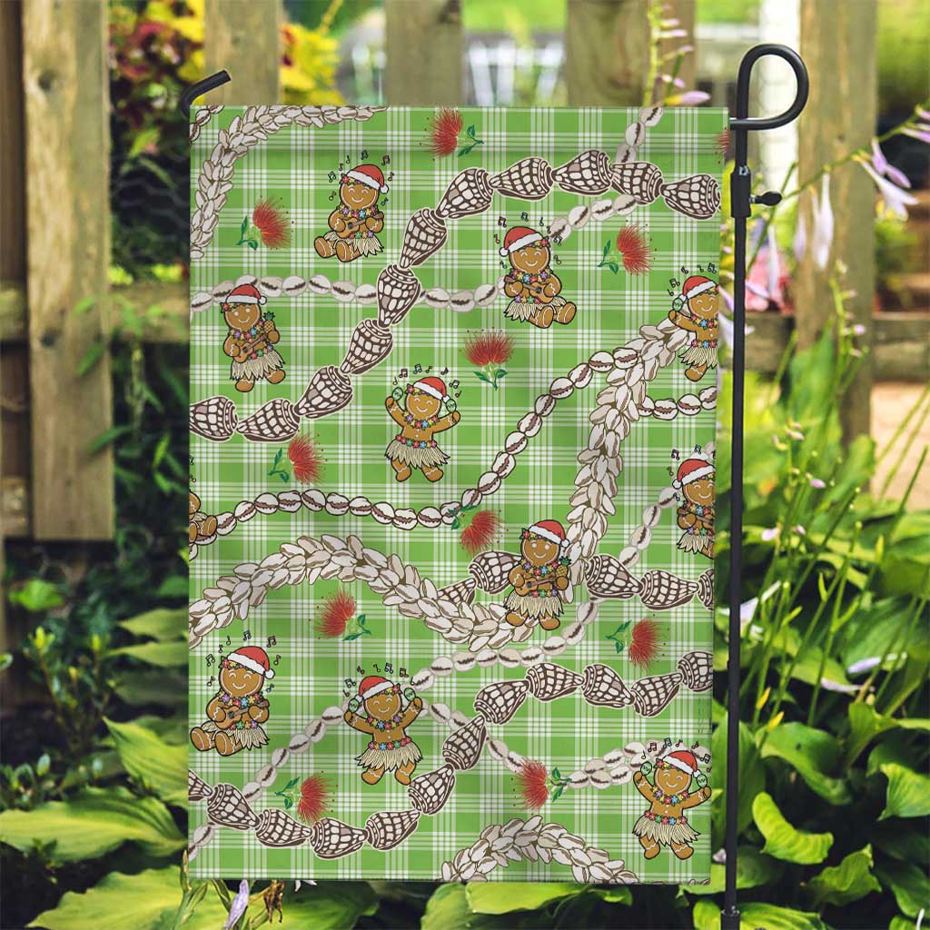 Green Palaka Hawaii Mele Kalikimaka Garden Flag Ohia Lehua Shell Leis Funny Gingerbread Santa LT14 Garden Flag Green - Polynesian Pride