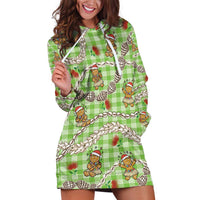 Green Palaka Hawaii Mele Kalikimaka Hoodie Dress Ohia Lehua Shell Leis Funny Gingerbread Santa LT14 Green - Polynesian Pride
