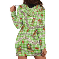 Green Palaka Hawaii Mele Kalikimaka Hoodie Dress Ohia Lehua Shell Leis Funny Gingerbread Santa LT14 - Polynesian Pride