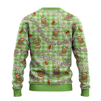 Green Palaka Hawaii Mele Kalikimaka Ugly Christmas Sweater Ohia Lehua Shell Leis Funny Gingerbread Santa LT14 - Polynesian Pride