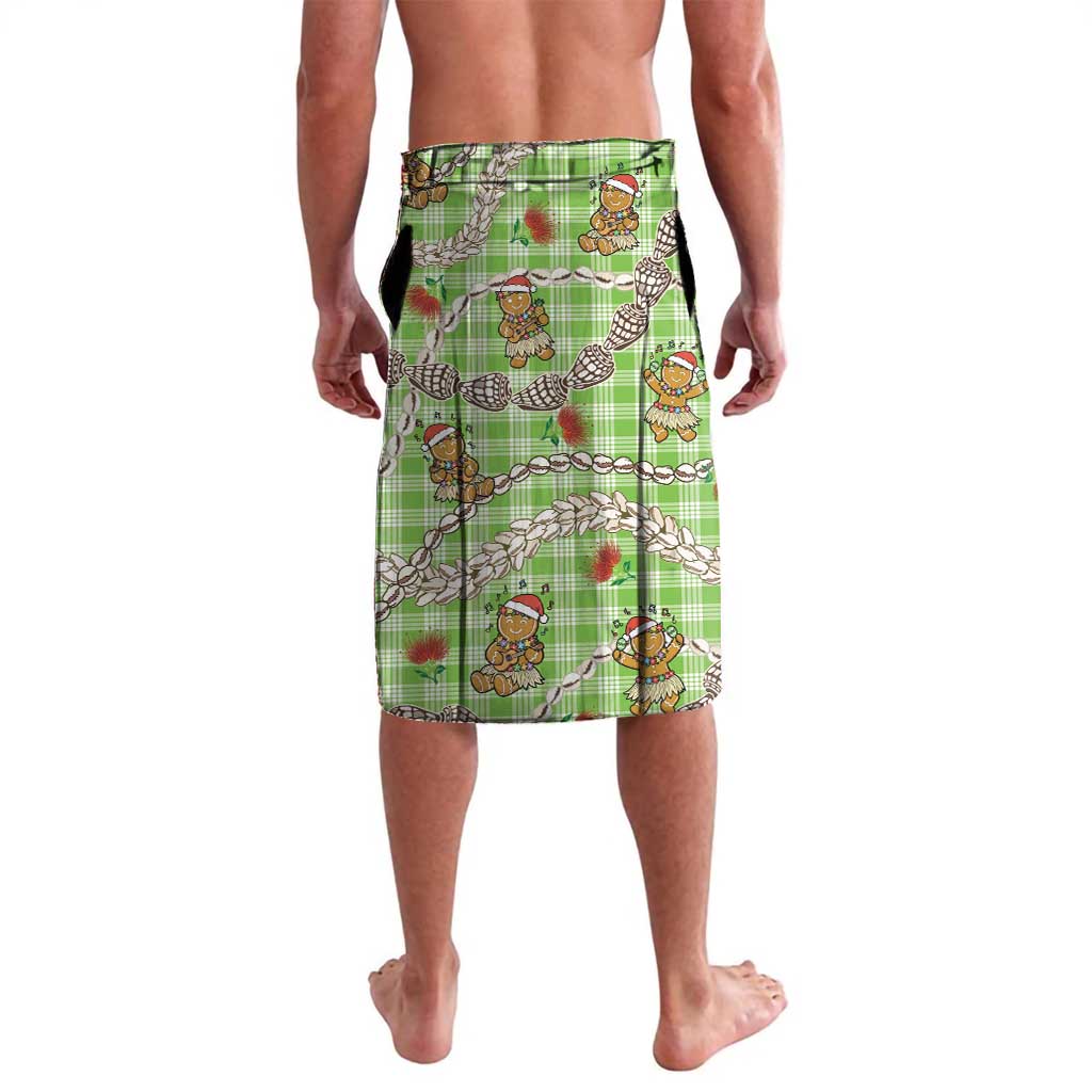 Green Palaka Hawaii Mele Kalikimaka Lavalava Ohia Lehua Shell Leis Funny Gingerbread Santa - Polynesian Pride