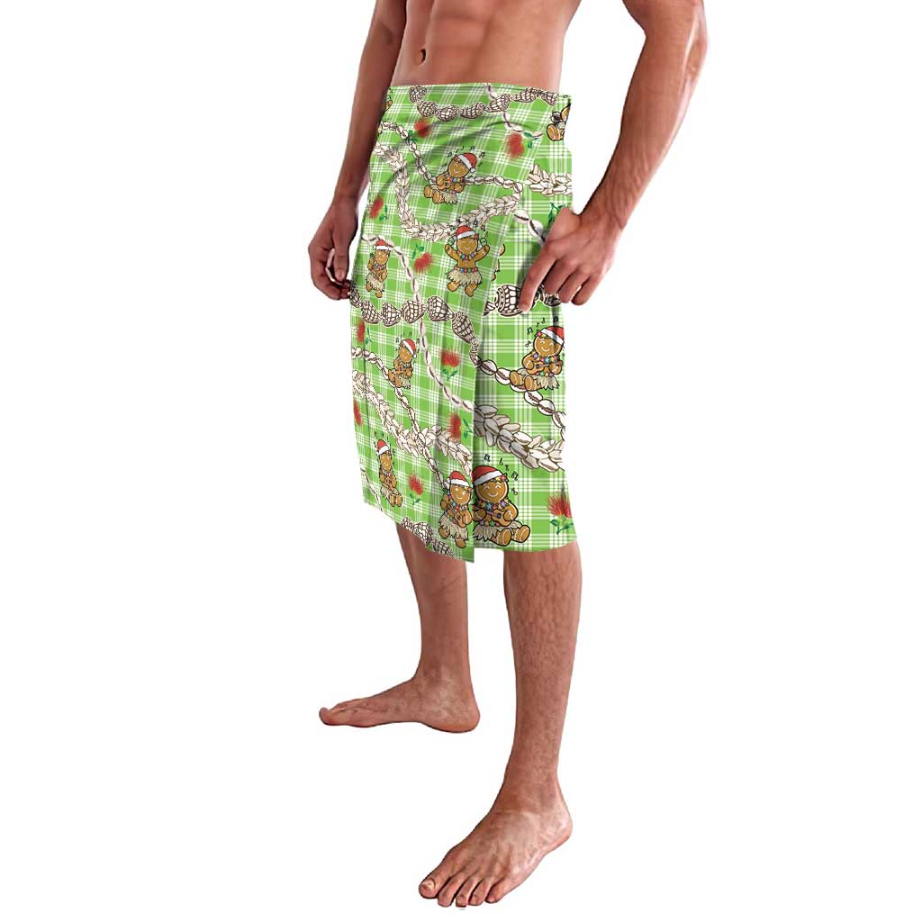 Green Palaka Hawaii Mele Kalikimaka Lavalava Ohia Lehua Shell Leis Funny Gingerbread Santa - Polynesian Pride