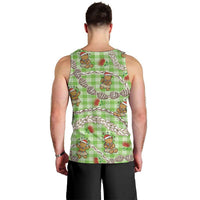 Green Palaka Hawaii Mele Kalikimaka Men Tank Top Ohia Lehua Shell Leis Funny Gingerbread Santa LT14 - Polynesian Pride