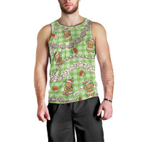 Green Palaka Hawaii Mele Kalikimaka Men Tank Top Ohia Lehua Shell Leis Funny Gingerbread Santa LT14 - Polynesian Pride