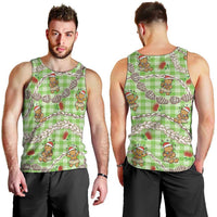 Green Palaka Hawaii Mele Kalikimaka Men Tank Top Ohia Lehua Shell Leis Funny Gingerbread Santa LT14 - Polynesian Pride