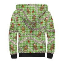 Green Palaka Hawaii Mele Kalikimaka Sherpa Hoodie Ohia Lehua Shell Leis Funny Gingerbread Santa LT14 - Polynesian Pride