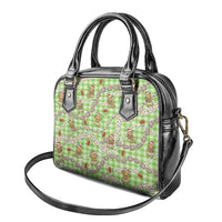 Green Palaka Hawaii Mele Kalikimaka Shoulder Handbag Ohia Lehua Shell Leis Funny Gingerbread Santa - Polynesian Pride
