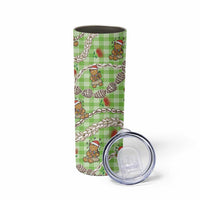Green Palaka Hawaii Mele Kalikimaka Skinny Tumbler Ohia Lehua Shell Leis Funny Gingerbread Santa LT14 - Polynesian Pride