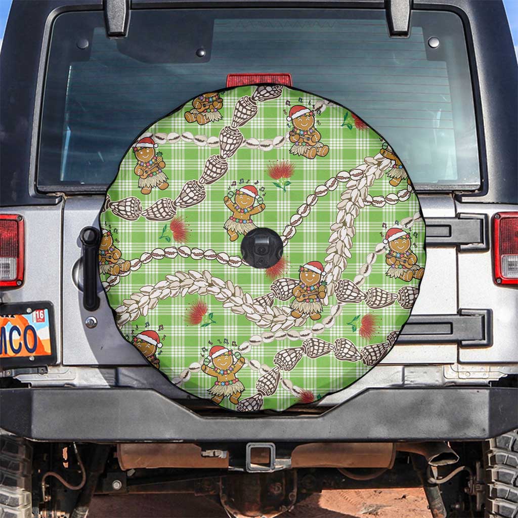 Green Palaka Hawaii Mele Kalikimaka Spare Tire Cover Ohia Lehua Shell Leis Funny Gingerbread Santa LT14 Green - Polynesian Pride