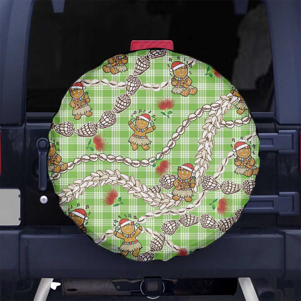 Green Palaka Hawaii Mele Kalikimaka Spare Tire Cover Ohia Lehua Shell Leis Funny Gingerbread Santa LT14 No hole Green - Polynesian Pride