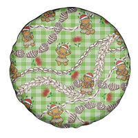 Green Palaka Hawaii Mele Kalikimaka Spare Tire Cover Ohia Lehua Shell Leis Funny Gingerbread Santa LT14 - Polynesian Pride