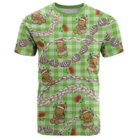 Green Palaka Hawaii Mele Kalikimaka T Shirt Ohia Lehua Shell Leis Funny Gingerbread Santa LT14 Green - Polynesian Pride