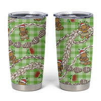 Green Palaka Hawaii Mele Kalikimaka Tumbler Cup Ohia Lehua Shell Leis Funny Gingerbread Santa LT14 Green - Polynesian Pride