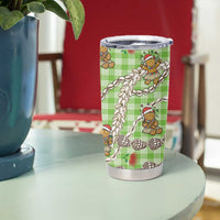 Green Palaka Hawaii Mele Kalikimaka Tumbler Cup Ohia Lehua Shell Leis Funny Gingerbread Santa LT14 - Polynesian Pride