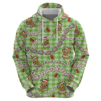Green Palaka Hawaii Mele Kalikimaka Zip Hoodie Ohia Lehua Shell Leis Funny Gingerbread Santa LT14 - Polynesian Pride