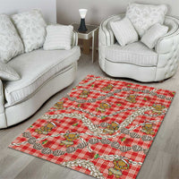Red Palaka Hawaii Mele Kalikimaka Area Rug Ohia Lehua Shell Leis Funny Gingerbread Santa - Polynesian Pride