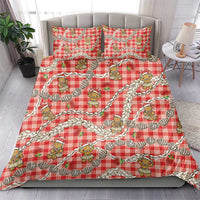 Red Palaka Hawaii Mele Kalikimaka Bedding Set Ohia Lehua Shell Leis Funny Gingerbread Santa LT14 - Polynesian Pride