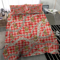 Red Palaka Hawaii Mele Kalikimaka Bedding Set Ohia Lehua Shell Leis Funny Gingerbread Santa LT14 - Polynesian Pride