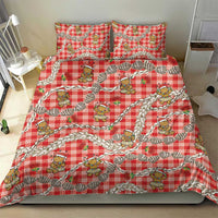 Red Palaka Hawaii Mele Kalikimaka Bedding Set Ohia Lehua Shell Leis Funny Gingerbread Santa LT14 - Polynesian Pride