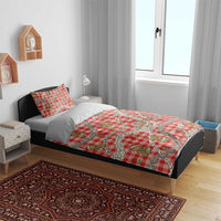 Red Palaka Hawaii Mele Kalikimaka Bedding Set Ohia Lehua Shell Leis Funny Gingerbread Santa LT14 - Polynesian Pride
